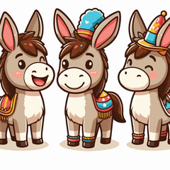 donkey, animal, domestic, cute, farm, nature, mammal, mule, livestock, funny, character, wildlife, isolated, agriculture, illustration, vector, horse, farming, cartoon, background, countryside, rural,