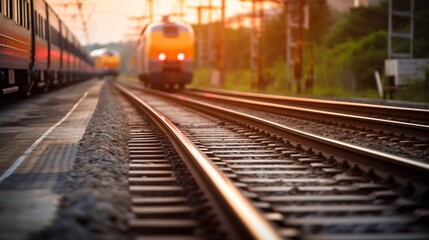 Fototapeta premium Train Tracks at Sunset