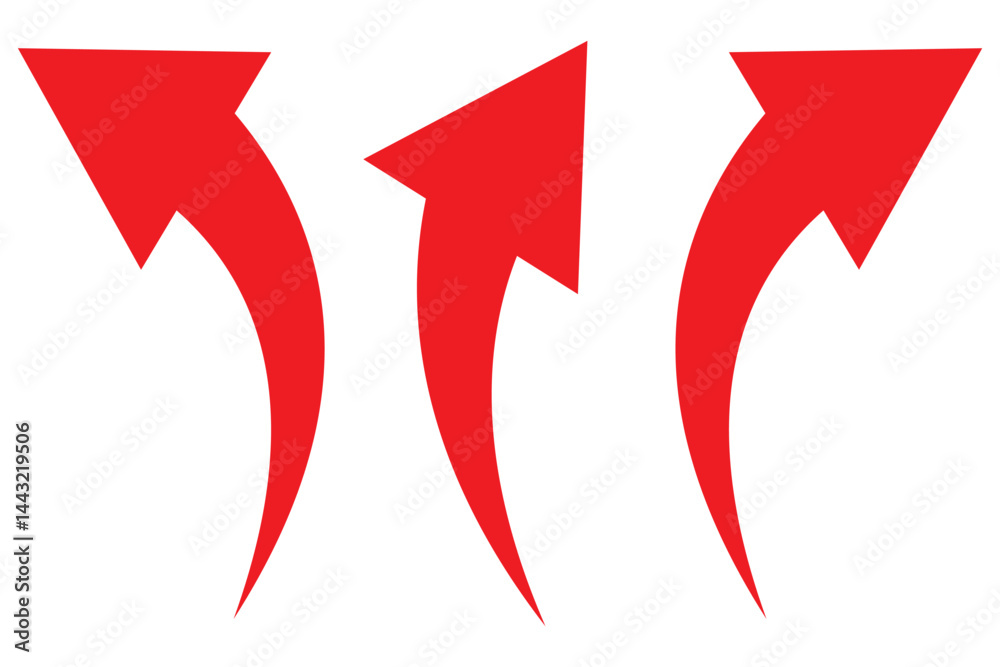Canvas Prints a simple, red, curved arrow pointing to the right and down on a white background. direction symbol. 