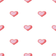 Seamless Pink Heart Pattern, seamless background. Valentine's day with colorful hearts. Endless ornament with beautiful hearts for Valentine's Day