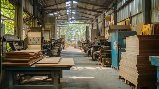 Industrial woodworking factory interior (1)