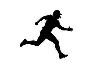 Silhouette of a Baseball Player Running,  A dynamic silhouette of a baseball player in a full sprint vector illustration design .baseball player, running, speed, athlete, sport, fast, silhouette, blac