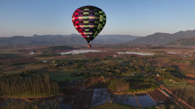 Balloon flight in Aparados da Serra, Praia Grande Santa Catarina Canyons. Aerial view.