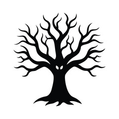 haunted tree icon silhouette vector illustration