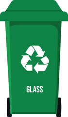 Glass trash can with lid and ecology sign