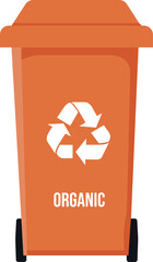Organic trash can with lid and ecology sign