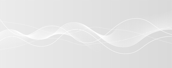 White abstract background with flowing particles. White and gray Digital futuristic technology concept background. Dynamic waves use for business, corporate, poster, template, illustration