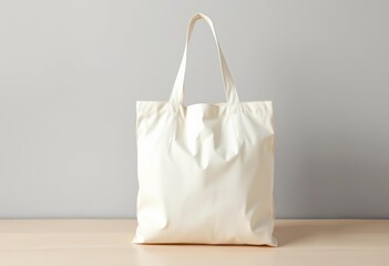 Blank canvas tote bag mockup, eco-friendly textile shopping bag ready for printing, natural, retail