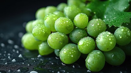 Juicy Green Grapes: A Refreshing Cluster of Dew-Kissed Goodness