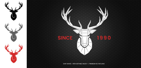 Deer Head  Logo Technology Vector