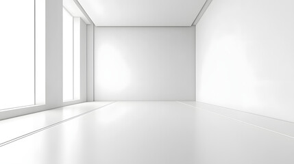 Minimalist modern space studio interior image showcase bright environment wide angle view conceptual design