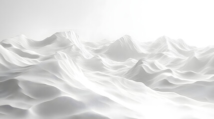 Obraz premium Serene snowy mountain peaks fantasy landscape 3d render calm environment aerial view pure white background