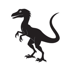 Black silhouette of a lone velociraptor dinosaur