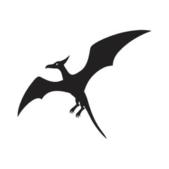 Flying pteranodon mid flight in silhouette pose © MA