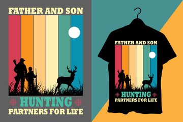 Father and Son Hunting Vintage T-Shirt Design – Partners for Life Outdoor Silhouette Art