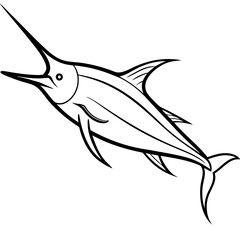 Sleek Marlin Line Art Vector