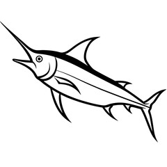 Sleek Marlin Line Art Vector