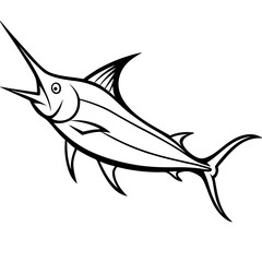 Sleek Marlin Line Art Vector