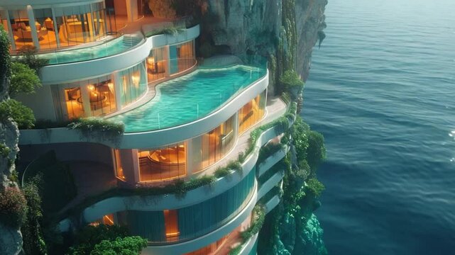 Coastal cliffside luxury homes architectural design footage