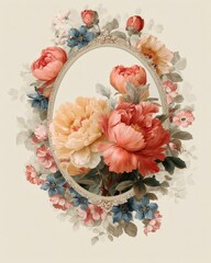 Vintage Ornate Frame with Beautiful Floral Arrangement creative piece