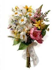 Rustic Wedding Bouquet with Colorful Wildflowers and Greenery
