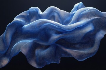Obraz premium Dynamic folds of translucent blue fabric.