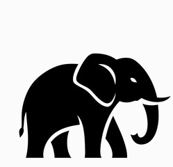 Stylized Black Elephant Silhouette Side Profile