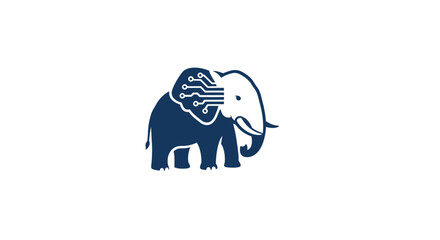 A Silhouetted Elephant with Integrated Circuitry Design