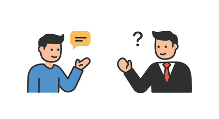 Cartoon Man Gesturing with Speech Bubble