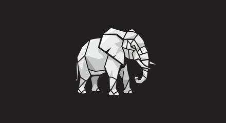 Geometric LowPoly Rhinoceros Silhouette Against Dark Background