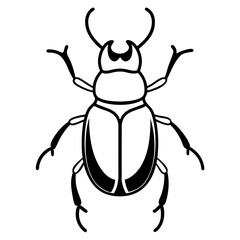 Simple Dung Beetle Line Art Illustration