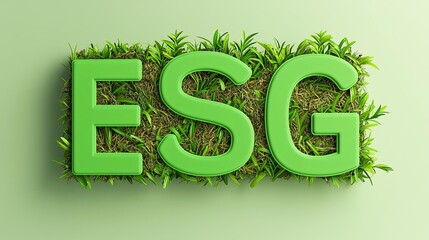 Green ESG letters on grass background. World Environment Day ESG