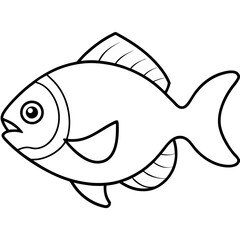 Sleek One Line Piranha Vector Illustration
