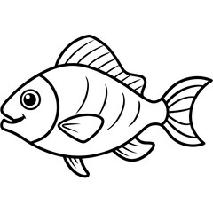 Sleek One Line Piranha Vector Illustration