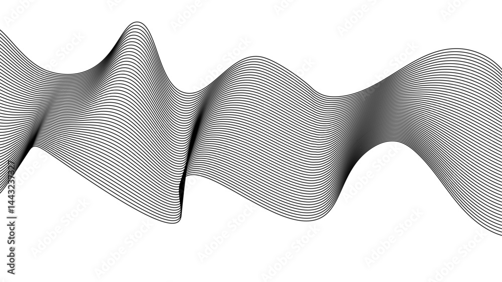 Sticker thin wavy line abstract background. wavy line horizontal divider outline minimalist background. abst