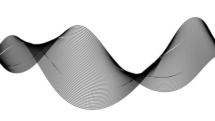 Thin wavy line abstract background. Wavy line horizontal divider outline minimalist background. Abstract black lines wave curve motion on white background. Vector Illustration.