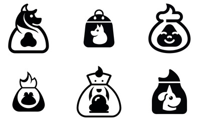 Fototapeta premium Cute Pet Waste Bags Icons Set for Pet Supply Stores