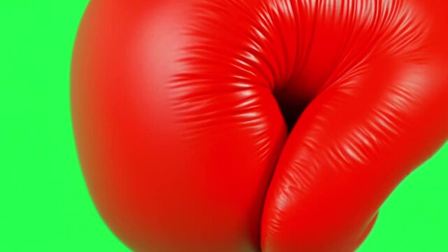 red boxing glove on green screen