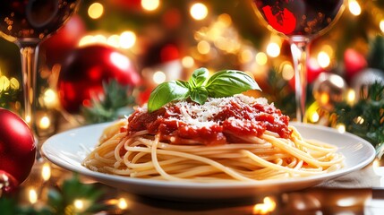 Holiday spaghetti delight a festive twist on classic italian cuisine with christmas cheer