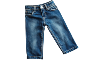 Adorable kids blue jeans perfect for playful adventures Detailed denim texture isolated on on transparent background
