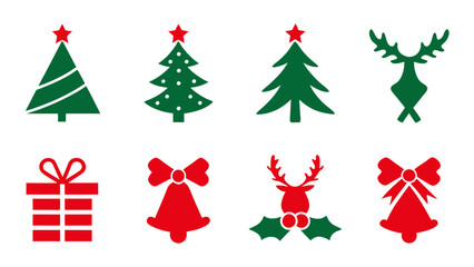 set of christmas xmas ornament decoration vector on tranparent background
