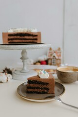 chocolate cake and coffee