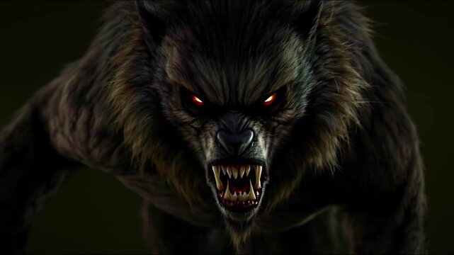 A menacing werewolf prowls, eyes scanning the environment with intensity, its muscles tensed and poised to strike, designed for easy project integration.