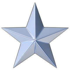 Silver Star, 3d illustration isolated on white background