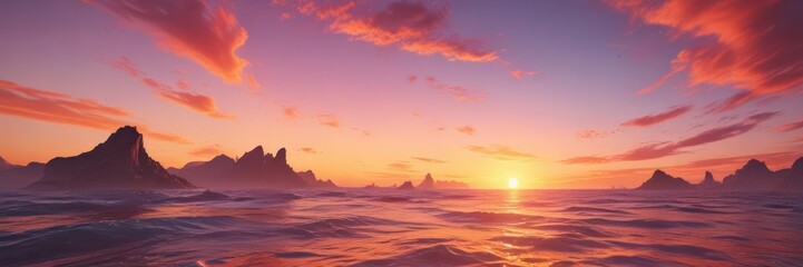 Fototapeta premium Abstract swirling sunset, vibrant hues paint a magical horizon , colors, swirling, glow