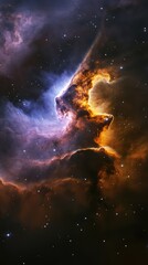 Fototapeta premium Stunning view of a vibrant nebula showcasing brilliant colors and intricate celestial formations.