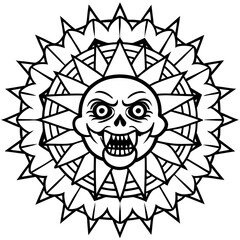 Skull & Zombie Mandala Linework Vector