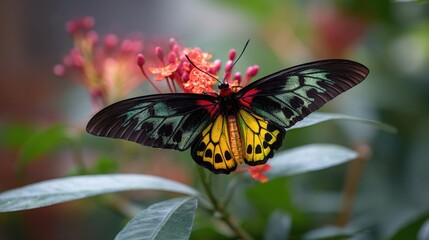 Obraz premium Tropical Butterfly on Coral Bean Plant