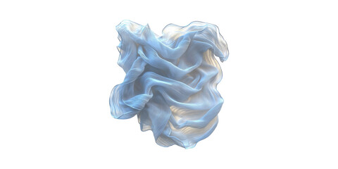 Flowing Blue Fabric Sculpture. Abstract Art And Design Inspiration Isolated On Transparent Background