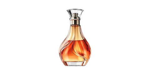 Elegant Glass Perfume Bottle With Amber Liquid. Luxury Fragrance And Sophisticated Design Isolated On Transparent Background